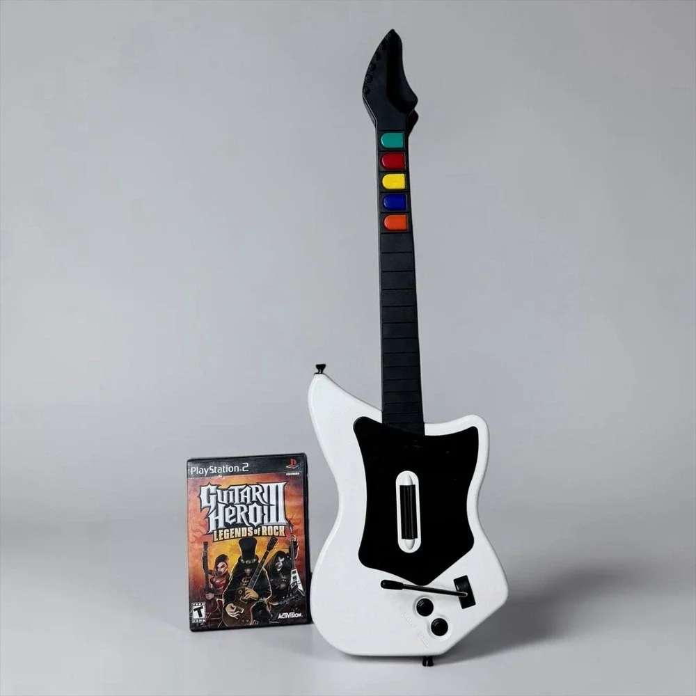 PS2 Red Octane Guitar Hero Wireless Bundle W/GH3 Game PlayStation 2 NO DONGLE